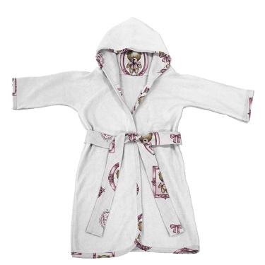 Imagem de Roupão Infantil Tecebem Com Capuz Malha Cristina Plush Atoalhado Branco