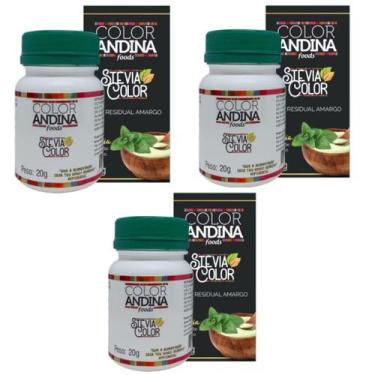 Imagem de KIT 3 UNID. Adoçante Color Andina Foods 20g Natural sem residual amarg