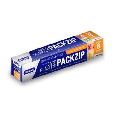Imagem de Saco Plástico P/ Alimento 27x32 ZipLock C/ Identificação 8Un - Bompack