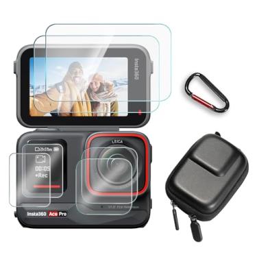 Imagem de HUADU Protetor De Tela Compatível Com Câmera Insta360 Ace Pro, Película Vidro Temperado Anti-Riscos, Alta Definição, Cobertura Total E Capa Rígida Para Armazenamento Transporte Em Viagem