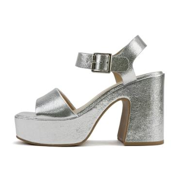 Imagem de Soda Launch ~ Sandália feminina aberta com tira no tornozelo plataforma de salto alto, Poliuretano prateado, 34