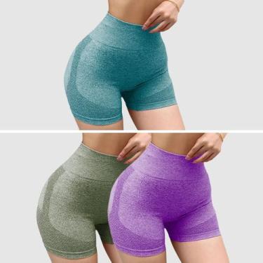 Imagem de Kit 3 Shorts Feminino Fitness Empina Bumbum Academia Lançamento  2025 