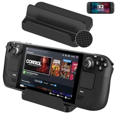 Imagem de KUNSLUCK Base de suporte para Steam Deck/Nintendo Switch 2, suporte Steam Deck com almofada de silicone antiderrapante (preto)