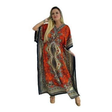Imagem de Vestido Kaftan Indiano Longo Estampado Plus Size - Cod. 1203 - ALÉCI F