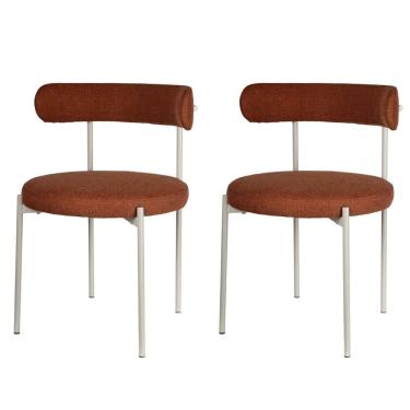 Imagem de Kit 2 Cadeiras Serena Rivatti 54 Cm (largura) Estofado Em Tecido Marrom E Base Em Aço Areia