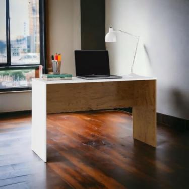 Imagem de Mesinha Computador Multiuso Quarto Sala Escritório (Branco/Freijo)