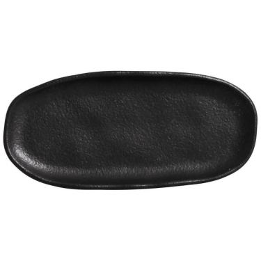 Imagem de Travessa Rasa Oval 16,5x8cm Orgânico Preto Matte Comida Japonesa Cerâmica Porto Brasil