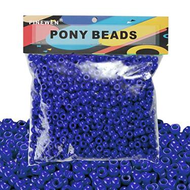 Imagem de Miçangas de pônei azuis (1200 peças 6 x 9 mm) contas de cabelo, contas de pônei a granel, contas para fazer pulseiras, contas para tranças de cabelo