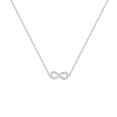 Imagem de Colar feminino com pingente infinito banhado a ouro 14 K, aço inoxidável, zircônia, cristal, amuletos, gargantilhas, colares ajustáveis, joias delicadas de casamento, aniversário, presente de 45,7 cm