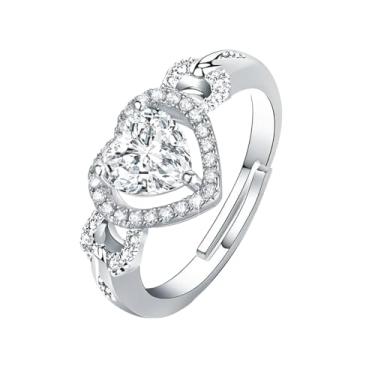 Imagem de Luckilemon Anel de noivado ajustável Moissanite, anel de promessa de eternidade para mulheres, anéis de casamento, presente de joias, joias modernas de amizade, presentes de dia dos namorados para