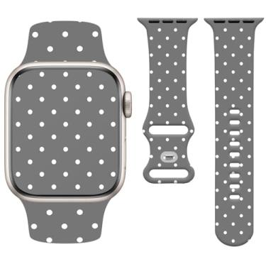 Imagem de Watbro Pulseira moderna de relógio estética de bolinhas compatível com Apple Watch de 38 mm, 40 mm, 41 mm, 42 mm, 44 mm, 45 mm, 49 mm, feminina, masculina, design fofo de silicone macio para Apple