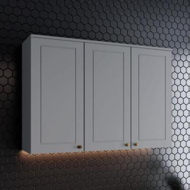 Imagem de Armário Aéreo 120cm 3 Portas Americana Henn - Cinza