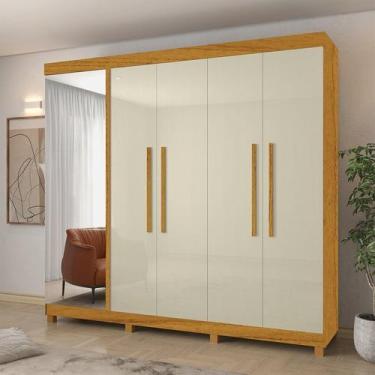 Imagem de Guarda-roupa Casal com Sapateira 5 Portas 1 Porta Espelhada Diamante 1