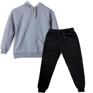 Imagem de Conjunto Calça e Moletom Infantil Canguru com Capuz Roupa de Inverno F