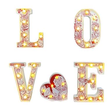 Imagem de BOENLU Letras de letreiro I LOVE U, luzes LED para o dia dos namorados, para decorações de dia dos namorados, alimentadas por bateria