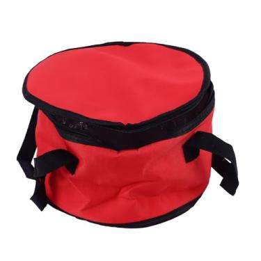 Imagem de Bolsa redonda isolada pano oxford pano caçarola transportadora reutilizável mais frio saco de piquenique térmico Mantenha comida quente ou fria para piqueniques ao ar livre (Vermelho)