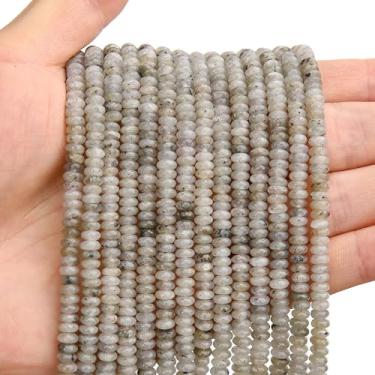 Imagem de BONNY BOXX 1 fio (150 peças) natural 2 * contas de labradorita cinza Rondelle de 4 mm, contas de pedra de disco de ábaco natural, pedra preciosa espaçadora solta para pulseira faça você mesmo, colar e
