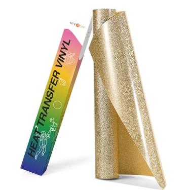 Imagem de HTVRONT Rolos De Vinil Transferência Térmica Gold Htv - 10" X 8 Pés Com Glitter Para Camisetas E Designs Easy Cut Weed