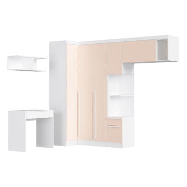 Imagem de Guarda-roupa Infantil Modulado 6 Peças Infinity Branco Line / Blush