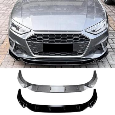 Imagem de Divisor de para-choque dianteiro difusor de lábio para-choque dianteiro spoiler capa de avental compatível com A4 S4 B9.5 Sline 2020+ kit de carroceria acessórios para carro (aparência de fibra de