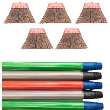 Imagem de Kit com 5 Vassouras Piaçava, Cabo Listrado