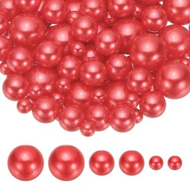 Imagem de PATIKIL Contas de pérolas falsas de 8/14/20 mm, 150 peças, enchimento de vaso, contas redondas para festa, aniversário, casamento, decoração de mesa, caixa de presente, vermelho claro