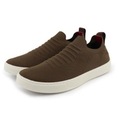 Imagem de Tenis Calce Facil Knit Meia Tecido Masculino Leve Casual Sola Reta de 