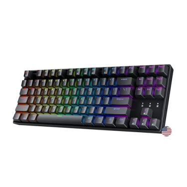 Imagem de Geeky Gk80 Tenkeyless, Teclado Mecânico Para Jogos Hot-Swap, 87 Teclas Rgb Multicoloridas Com Retroiluminação Led Jogadores De Pc/Mac, Layout Ansi Eua-Eua (Preto, Marrom)