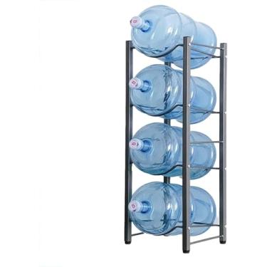 Imagem de Suporte Para Garrafa De Água De 5 Galões Suporte Para Garrafa De Água Resistente Prateleira Empilhável Organizador De Dispensador De Armário De Água Para Escritór, Black, 35×34×108cm