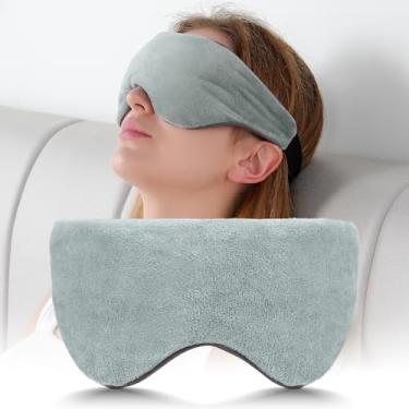 Imagem de Máscara tapa-olhos Ponderada para mulheres e homens, almofada para olhos aquecida e congelável com contas de sílica e alça ajustável, cobertura para olhos de algodão macio e respirável para dormir mais rápido e melhor