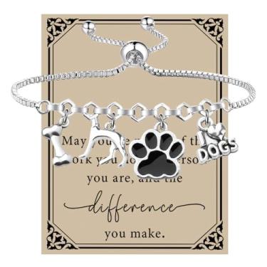 Imagem de SEIRAA Pulseira Greyhound, presentes para donos de galgos, presentes para amantes de galgos, joias para cães de galgo, pulseira de nariz longo para cães, Large, Aço inoxidável, Sem Pedra Preciosa