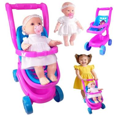 Imagem de Kit Carrinho Boneca + Boneca Pai Nosso Bebê Conforto 2x1 - EINSTOK