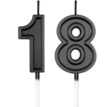 Imagem de UVATAHONA Velas de aniversário de 18 e 81 anos, vela preta número 18 81 para decoração de bolo em festa de aniversário ou comemoração de aniversário