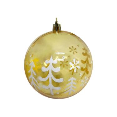 Imagem de Bola de Natal Decorada Print Mix Dourada Translúcida Luxo 10cm - Magizi