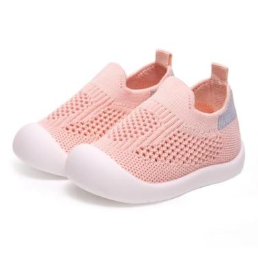 Imagem de Sapatos de bebê para meninos e meninas, respirável, antiderrapante, meia de caminhada com sola de borracha macia, chinelo infantil, Rosa - 01, 9-12 meses