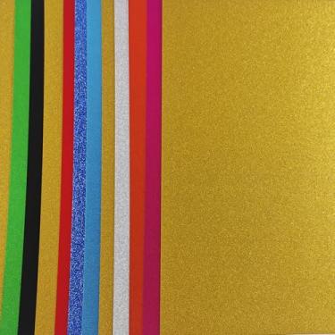 Imagem de Papel de cartolina com glitter dourado, 10 cores, papel brilhante, cartolina grossa de 250 g/m2 para Cricut, álbuns, artes DIY, convites, decorações de festa (20 x 30 cm, 13 folhas, não adesivo)