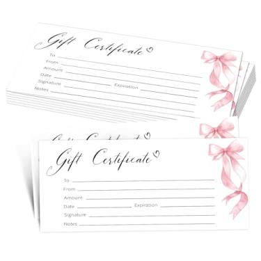 Imagem de 25 vales de presente de laço rosa para empresas, vale de presente em branco para salão, spa, restaurantes, casamento, aniversário, Natal, vouchers personalizados para clientes, 8 x 20 cm - 05