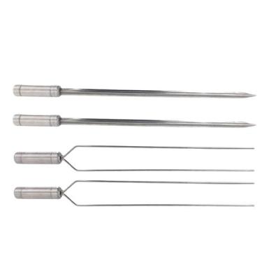 Imagem de 4x Espetos Inox Lâmina 40cm Espada e Duplo P/ Churrasqueira - INOX LAU
