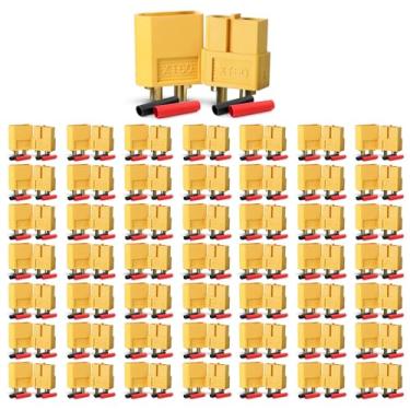 Imagem de MADCATZ (50 pares) Conectores XT60 com tubo termorretrátil macho e fêmea Nylon de alta temperatura e banhado a ouro para RC, FPV Drones, ESC, bateria Lipo (100 peças)
