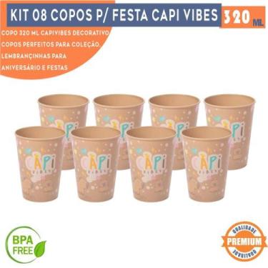 Imagem de Kit 8 copos capivara vibes 320 ml para lembrancinhas de aniversário co