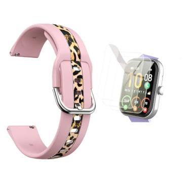 Imagem de Covthch Pulseira de relógio inteligente Motast Y66/Coucur Y66 com protetor de tela, pulseira esportiva de silicone macio de 22 mm compatível com SmartWatch Motast Y66/Coucur Y66 de 5.0 cm