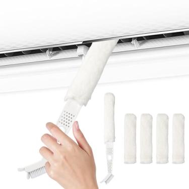 Imagem de Maxqzin Ferramenta de limpeza sob a geladeira, mini kit de limpeza dividida espanadores limpador de ar condicionado portátil com 4 escovas substituíveis para móveis de ar condicionado de geladeira