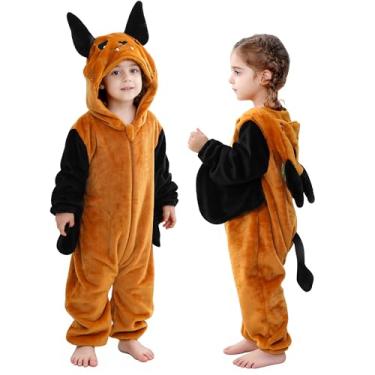 Imagem de MICHLEY Macacão unissex com capuz para bebê, infantil, animal, vestido de festa de Halloween, macacão de 0 a 4 anos, Blackbat, 12-18 Months/Height:30"-33"