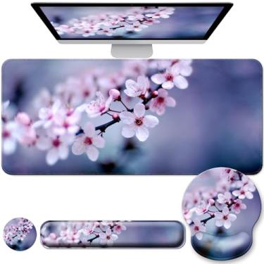 Imagem de VINEBURY Conjunto de almofada de mesa para teclado descanso de pulso e mouse pad, tapete de mesa grande XXL capa fosca mousepad ergonômico com espuma de memória para mulheres, computador de mesa e