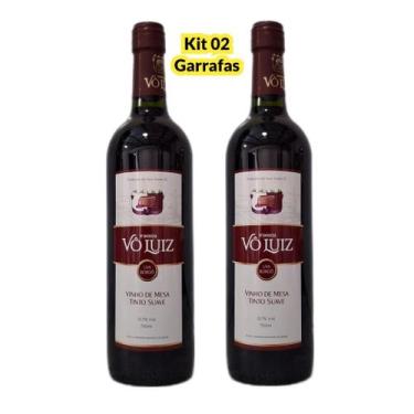 Imagem de Vinho vo luiz tinto de mesa suave uva bordo garrafa vidro 750ml kit 02