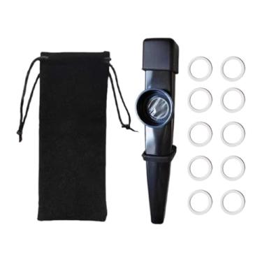 Imagem de JunZheHub Flauta Kazoo para Crianças Boquilha Acompanhamento Musical Brinquedo Musical Instrumento Musical com Diafragmas para Prática Diária, Preto