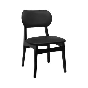 Imagem de Cadeira Armonia Madeira Maciça Encosto Anatômico - Preto - Assento Estofado Corano Preto