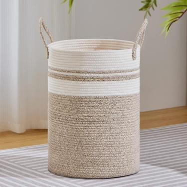 Imagem de Cesto de roupa suja VIPOSCO Large Woven Rope 72L marrom e branco