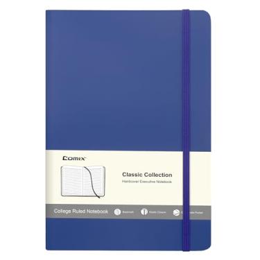 Imagem de Comix Caderno de diário forrado para mulheres e homens, cadernos de diário para escritório, escola, casa, 240 páginas, 14 x 21 cm, pautado na faculdade, A5, capa dura, azul marinho