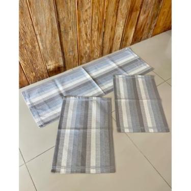 Imagem de Kit Cozinha 3 Peças Aquarela Tear Artesanal (Cinza)